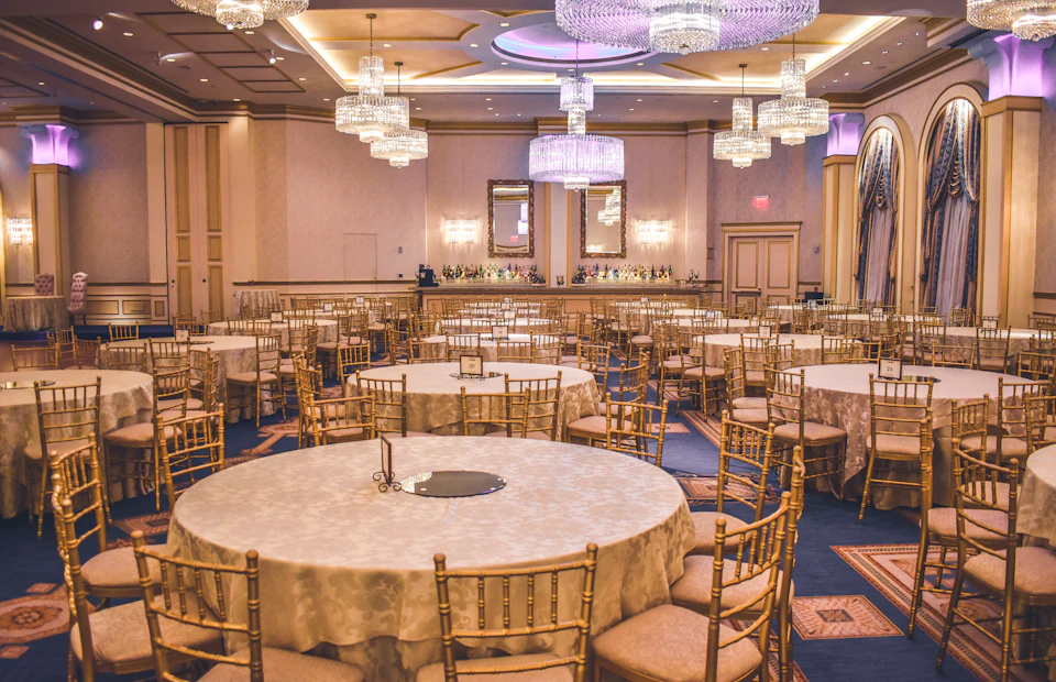 Elegant banquet venue prepared by a professional event agency