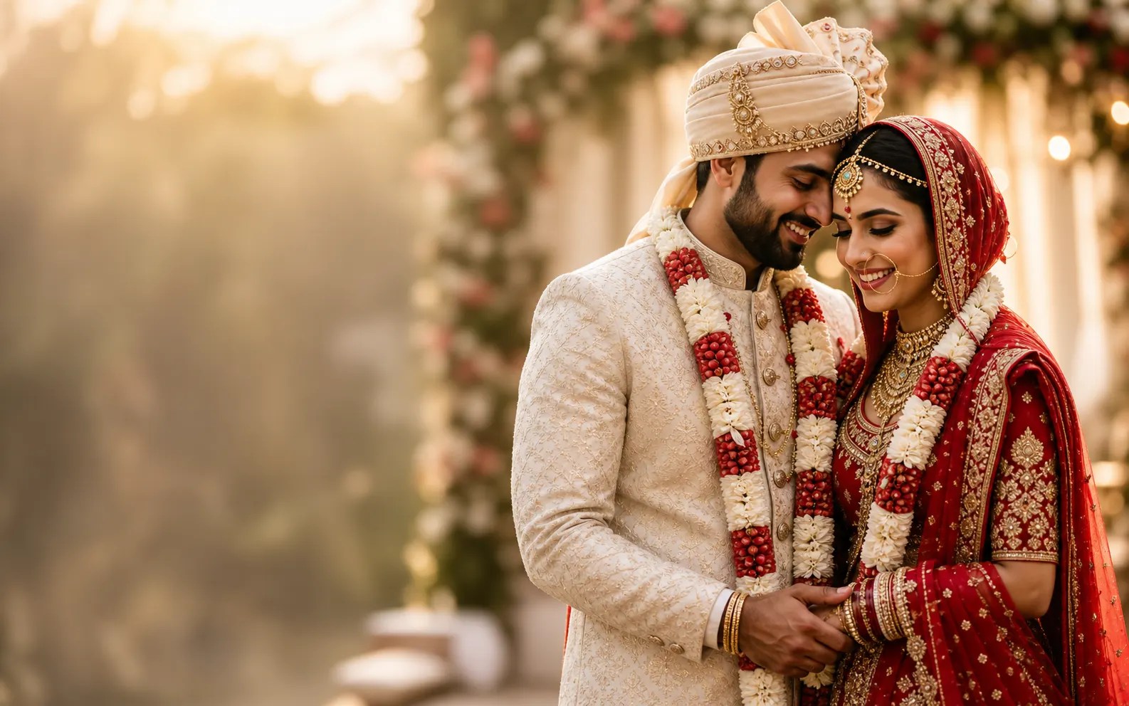 Couple celebrating with guests at a private wedding